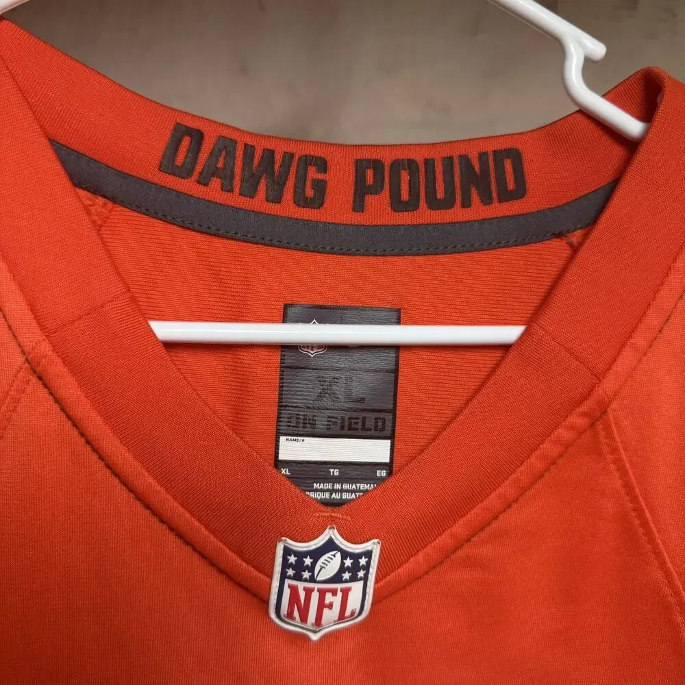 Nike NFL Cleveland Browns On Field Jarvis Landry 80 Orange Dawg Pound Jersey XL